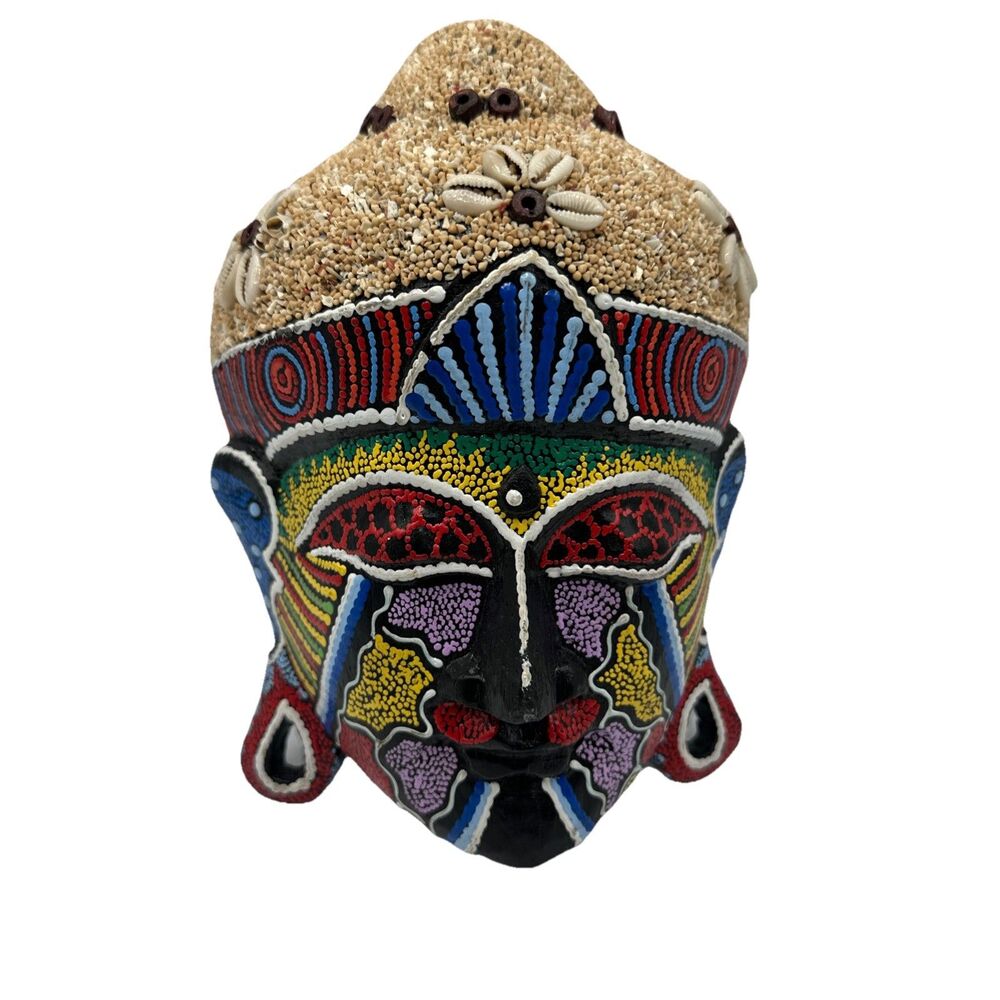 Tribal Mask Wood Plaque Art Sculpture Statue Figurine Wall‎ Art